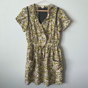 ARITZIA | WILFRED 100% SILK AND LINEN FLORAL BOHO DRESS SIZE 6